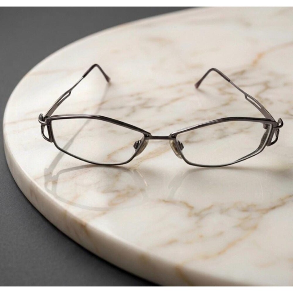 Vintage CAZAL eye glass frames hexagonal  metal light gold full rim